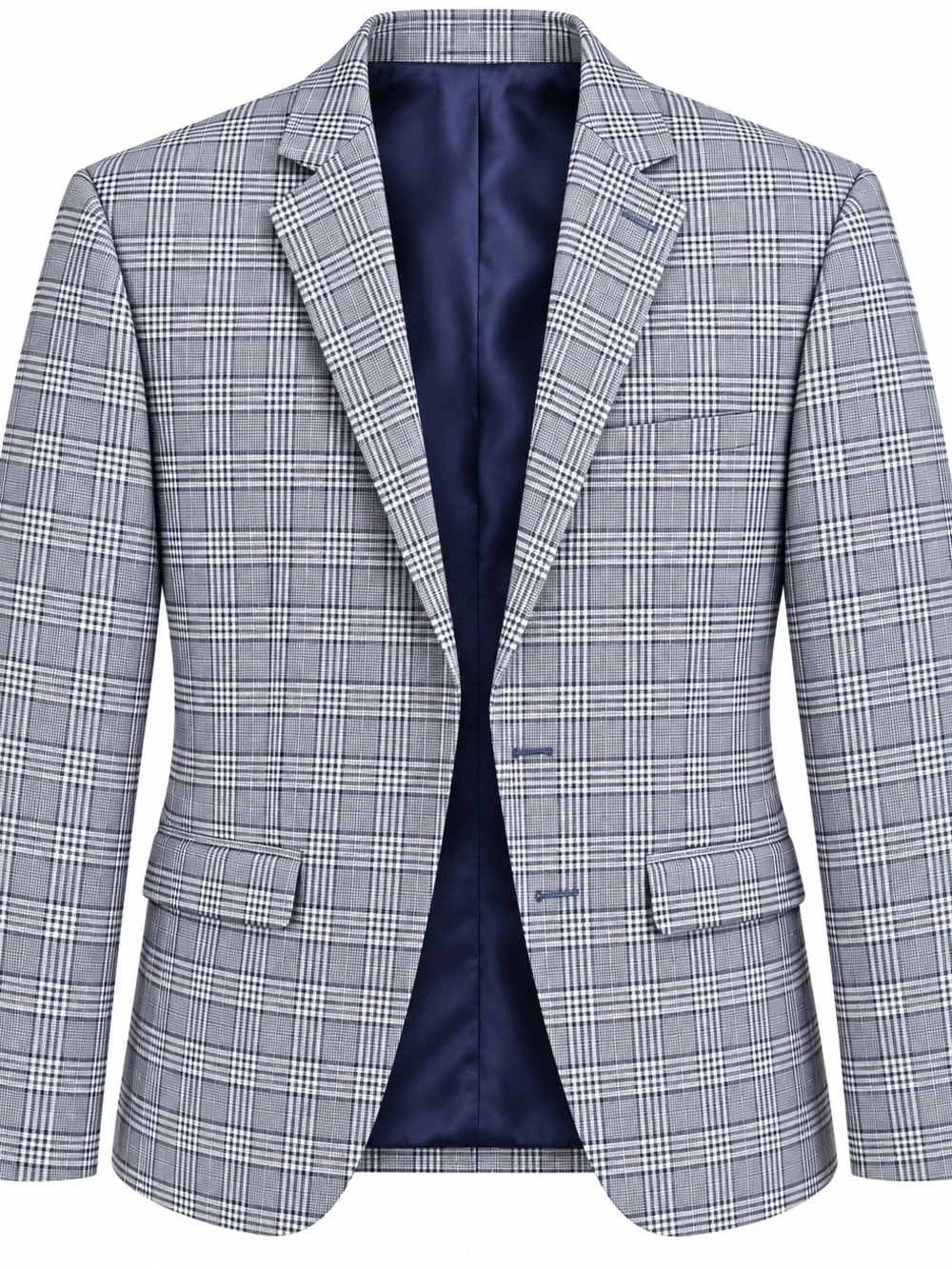 Ralph Lauren Boy’s Gray Plaid Blazer with Navy Lining
